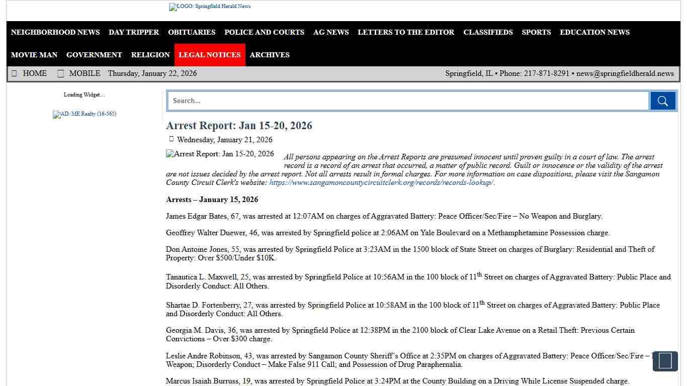 Arrest Report: Jan 15-20, 2026